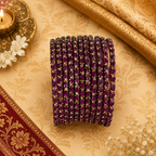 Purple Heart Glass Bangles - Set of 12 Bangles