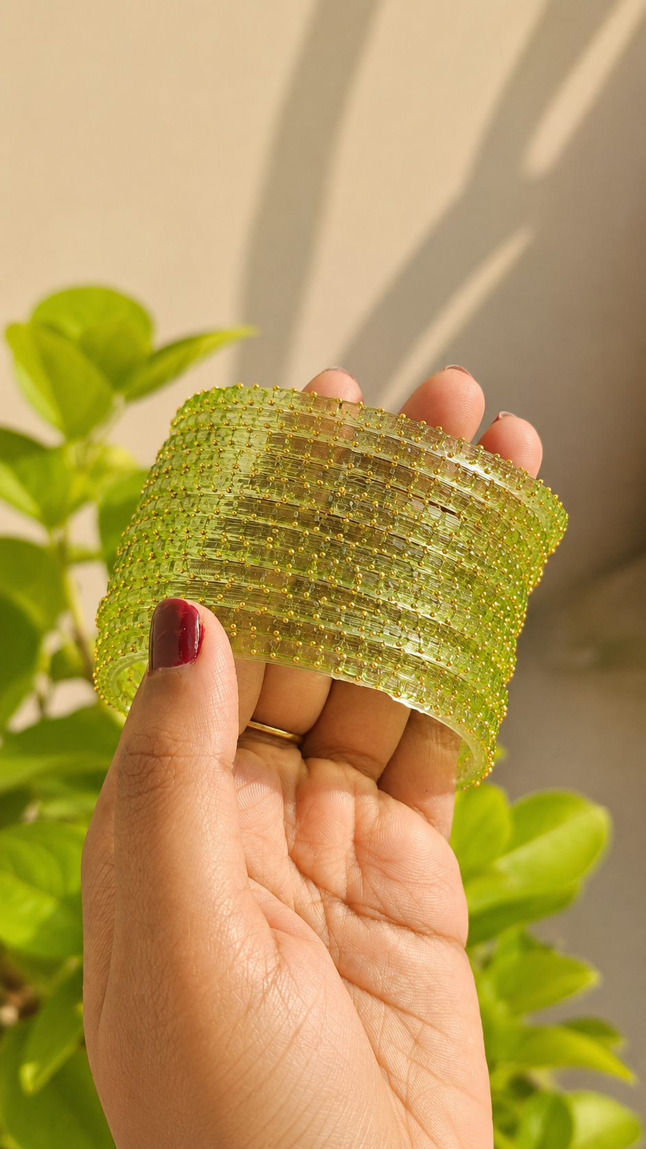 Green Cubecut Glass Bangles - Set of 12 Bangles