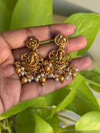 Antique Temple Lakshmi Necklace Set with Kemp Stones