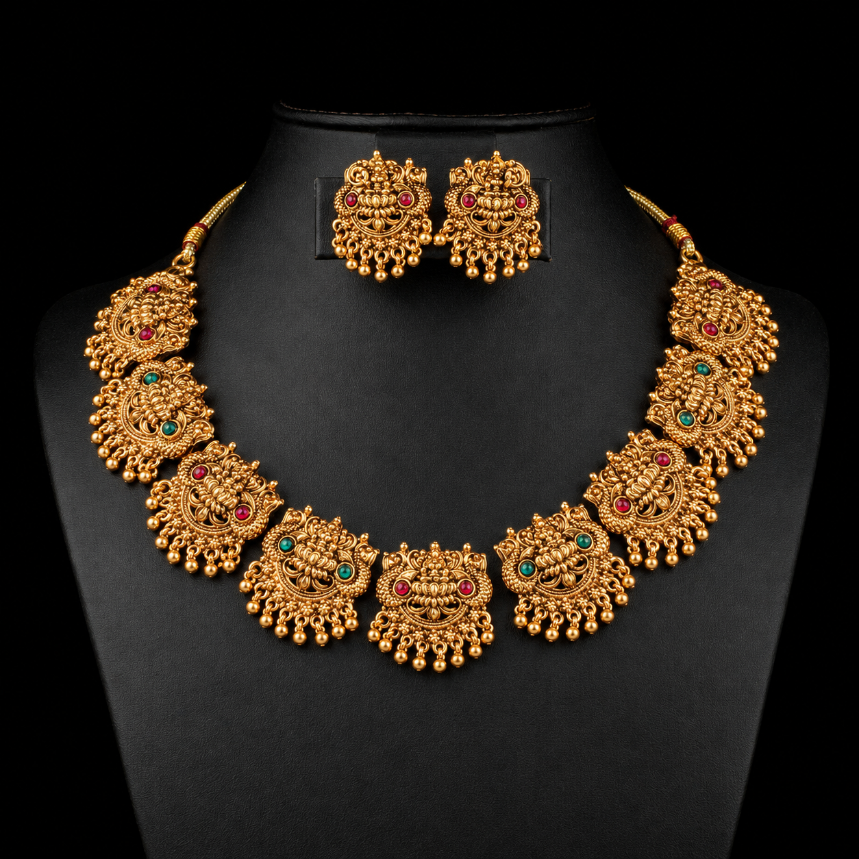 Lakshmi Devi Lotus Temple Necklace