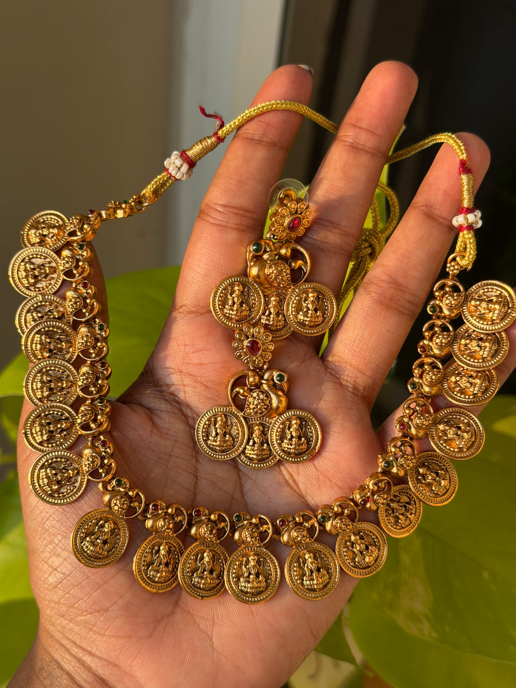 Coin Necklace With Peacock Design