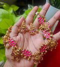 Antique Pink Lotus Lakshmi Devi Necklace Set