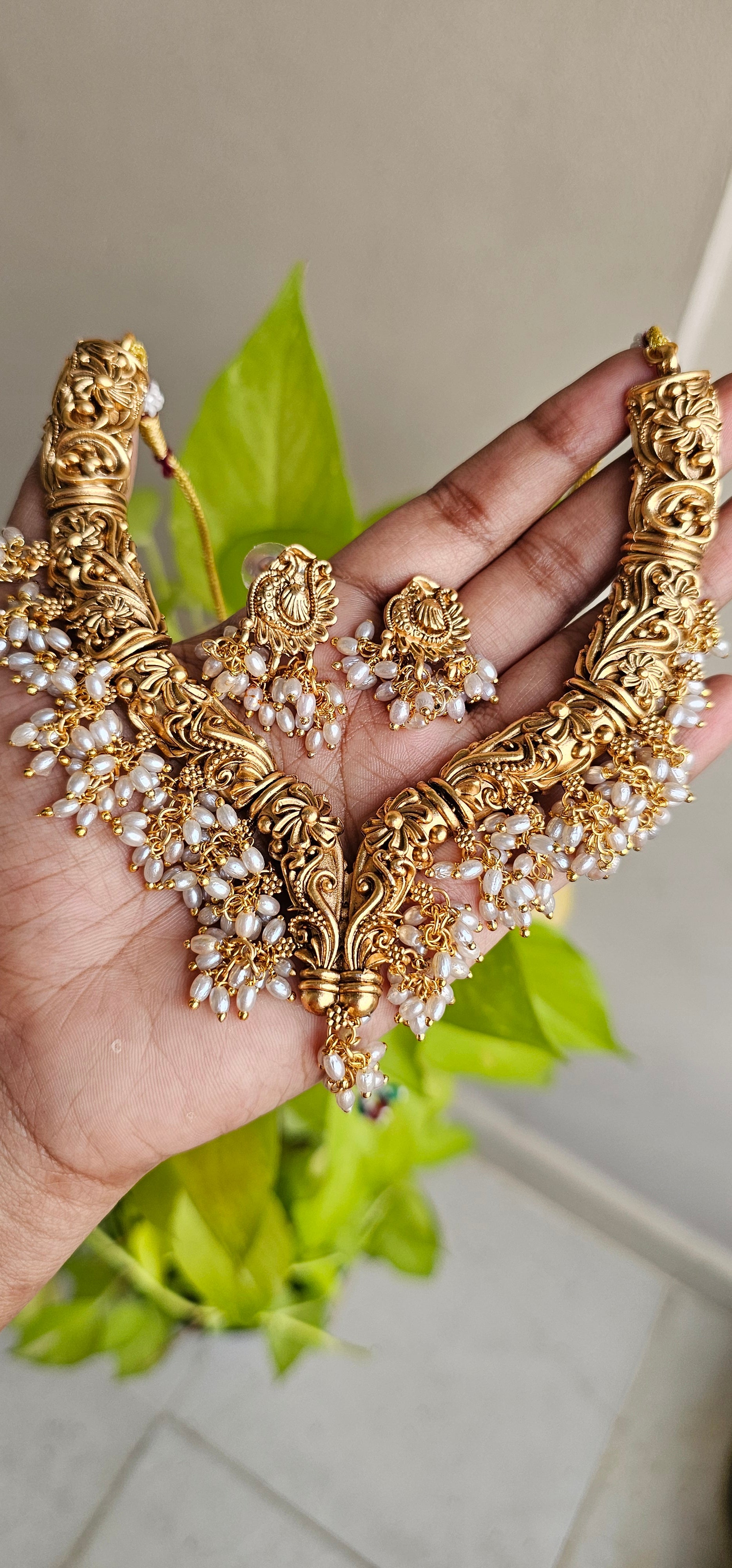 Antique Pearl Guttapusalu Necklace Set