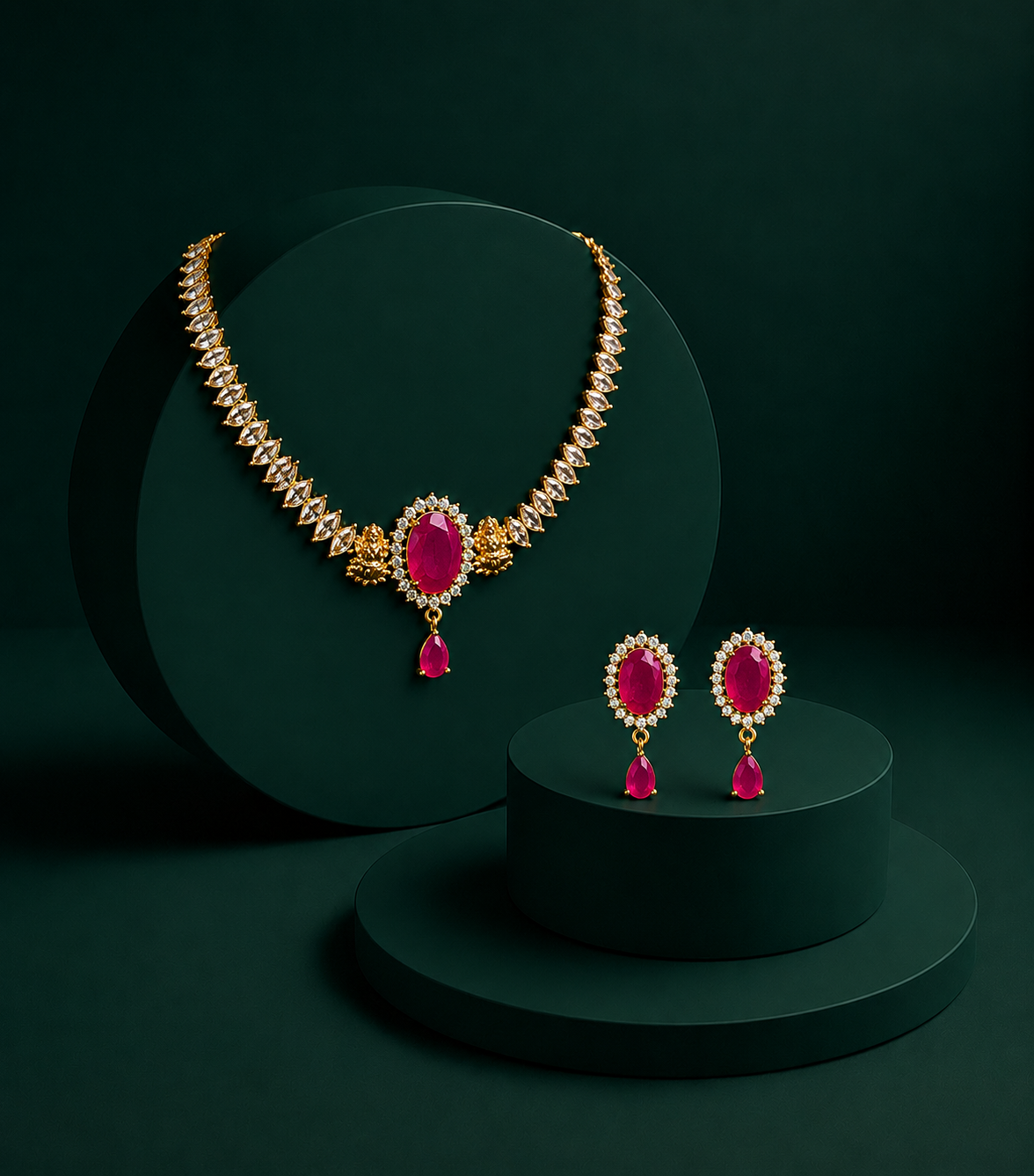 Royal Ruby Stone Necklace Set