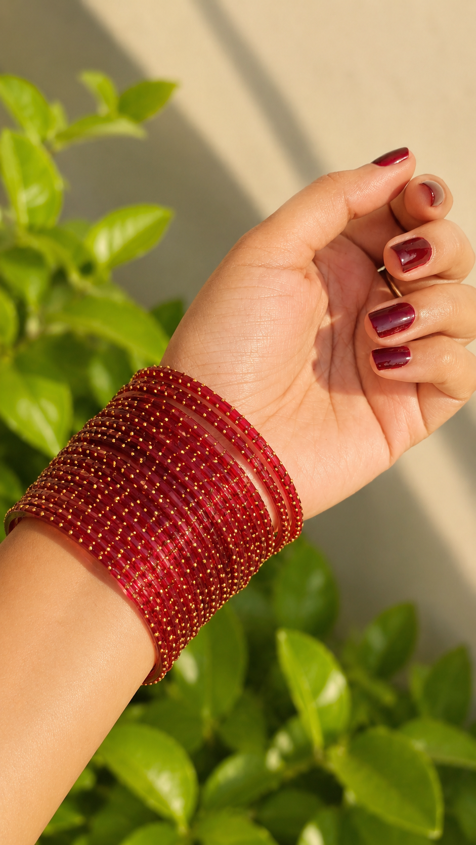 Red Cubecut Glass Bangles - Set of 12 Bangles