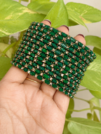 Green Lotus Glass Bangles - Set of 12 Bangles