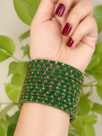 Green Lotus Glass Bangles - Set of 12 Bangles