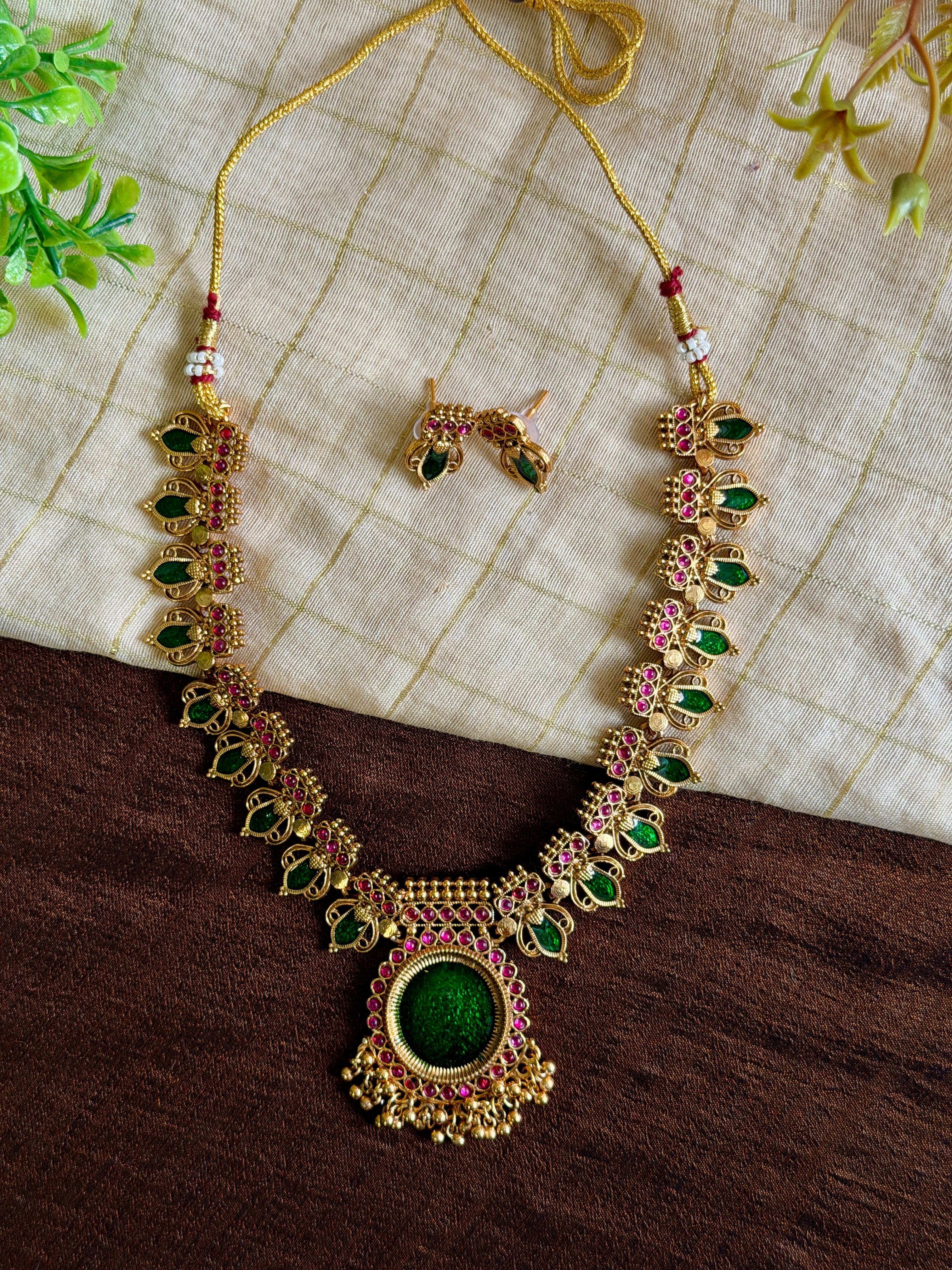Green Palakka Heritage Short Haram Set