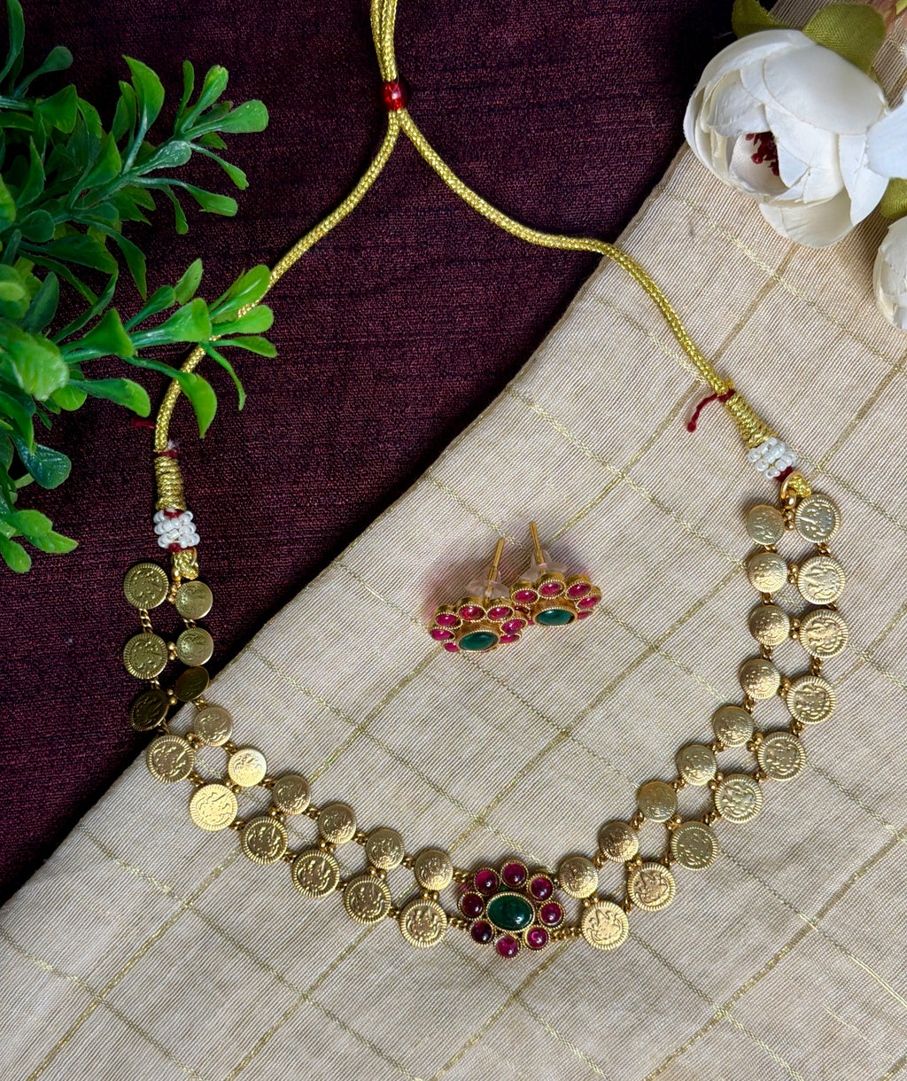 Floral Coin Necklace / Choker