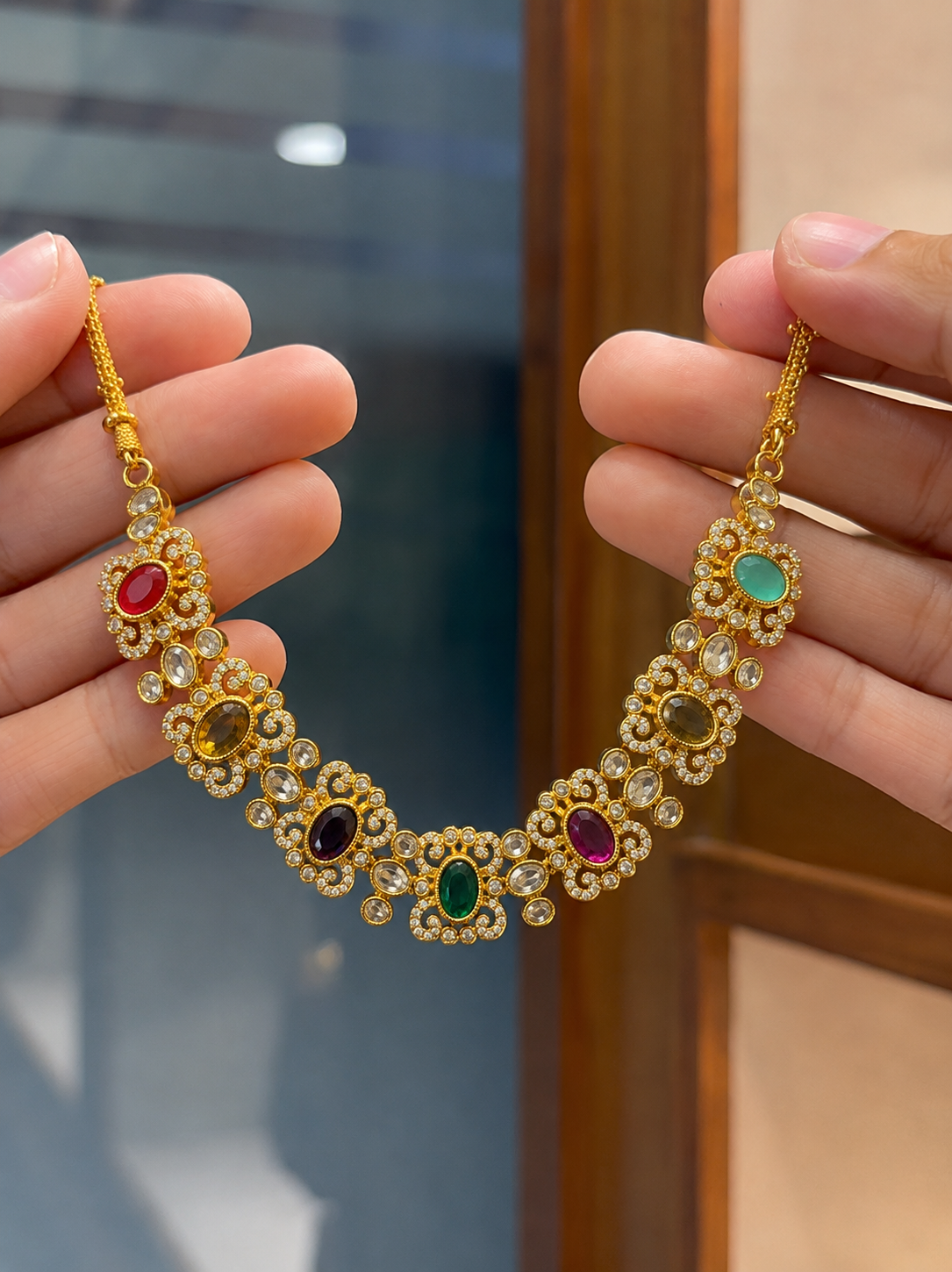 Antique Multicolor AD Stone Necklace