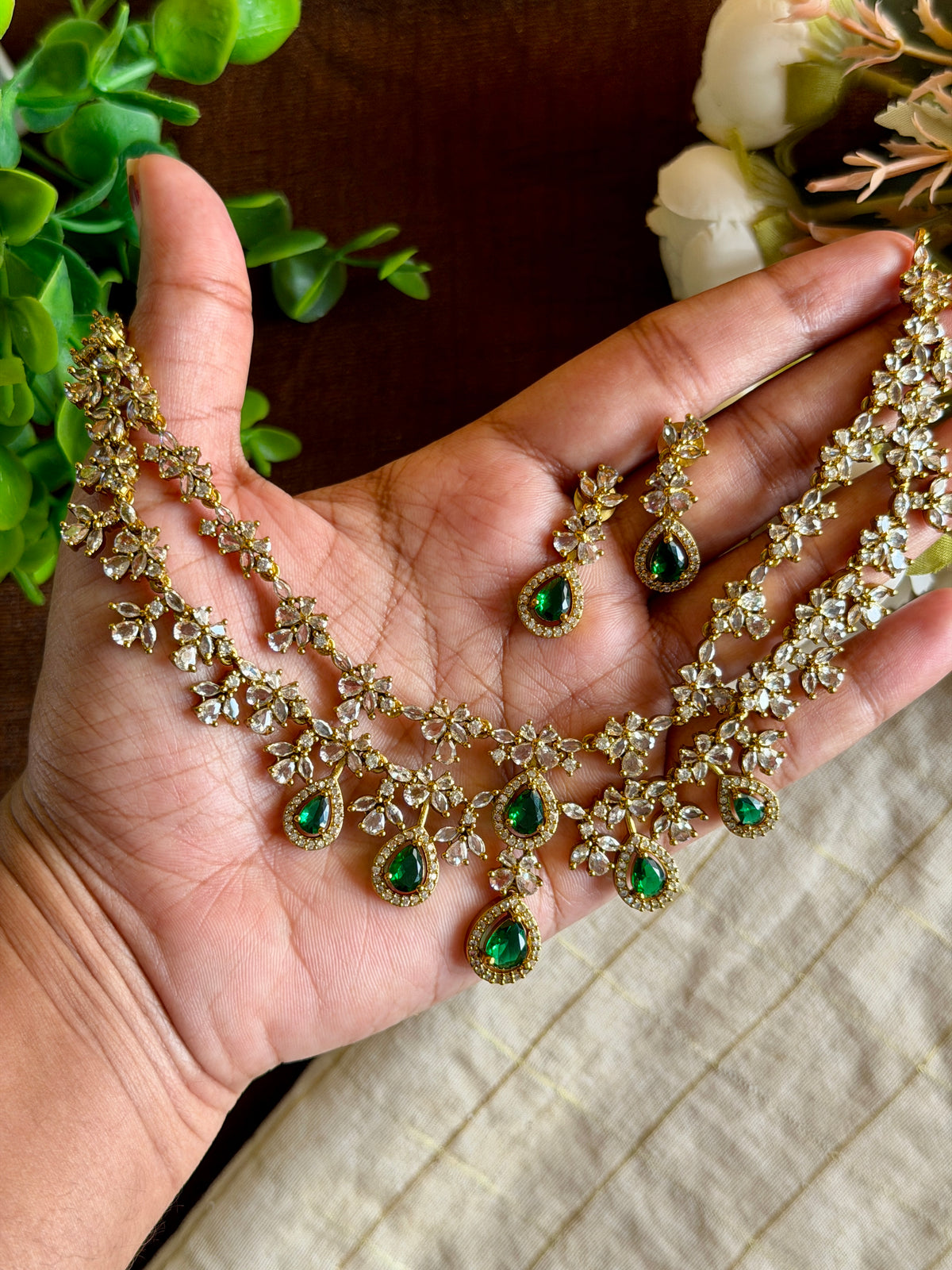 Double Layer AD Necklace Set