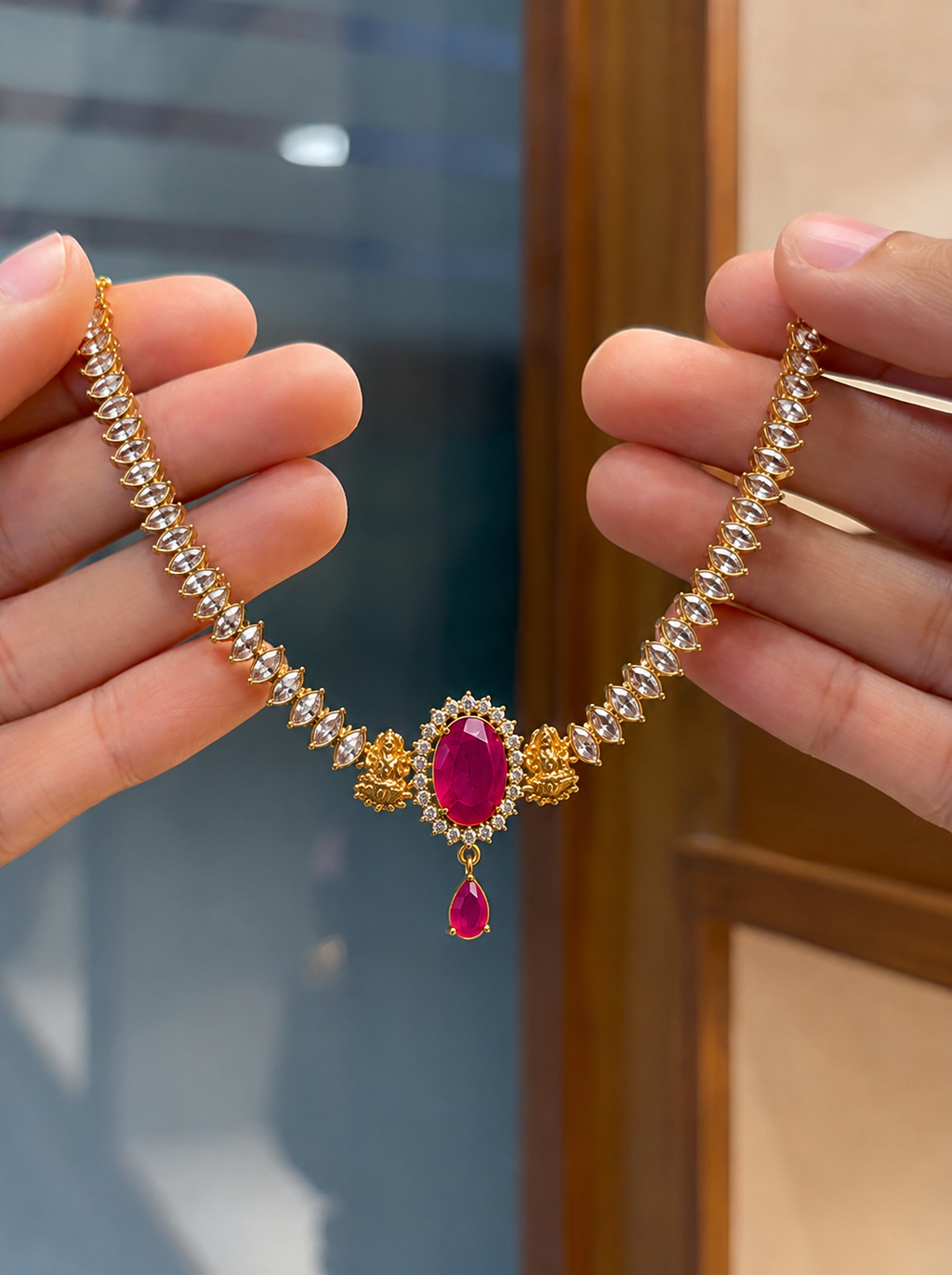 Royal Ruby Stone Necklace Set