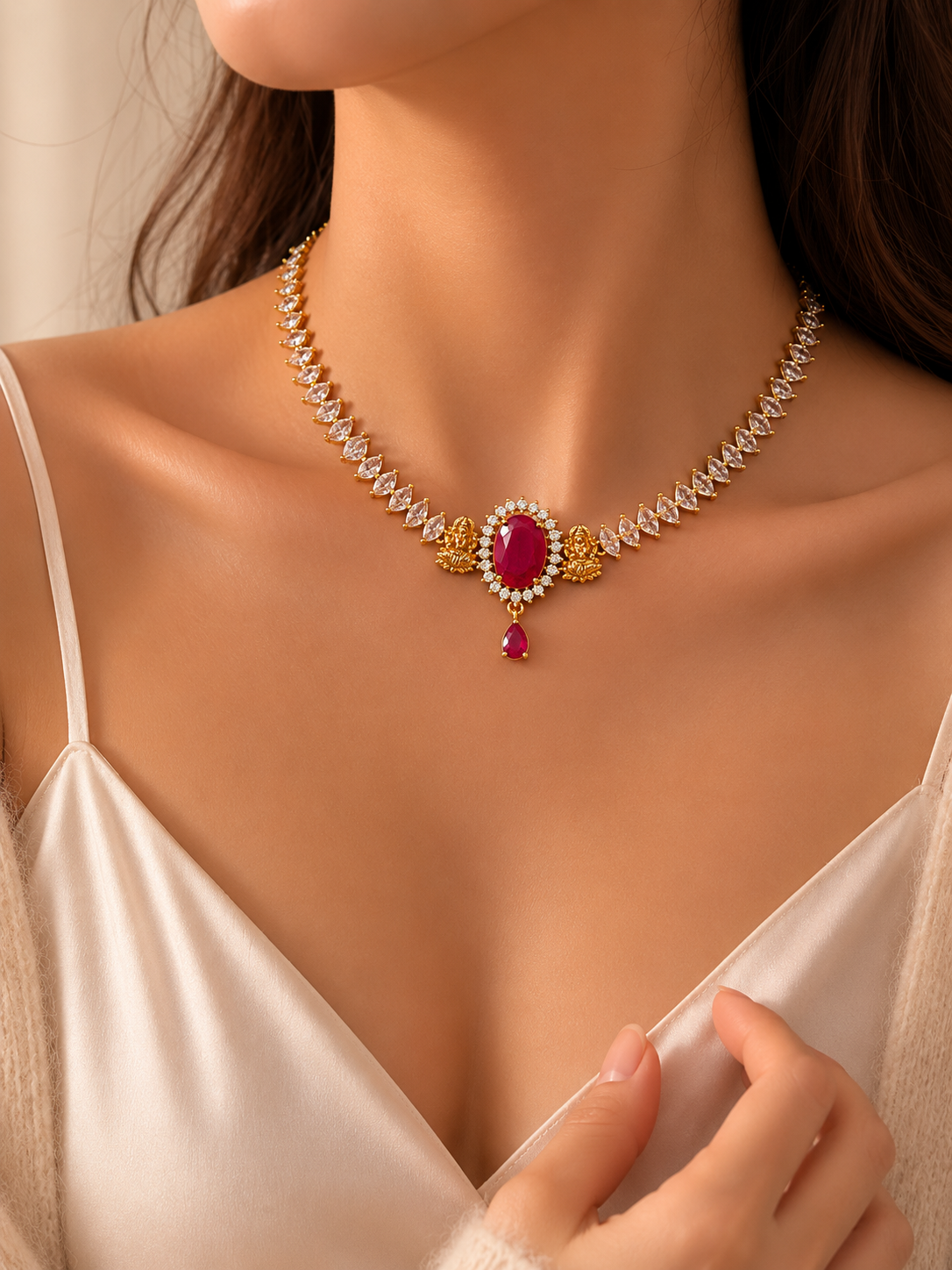 Royal Ruby Stone Necklace Set