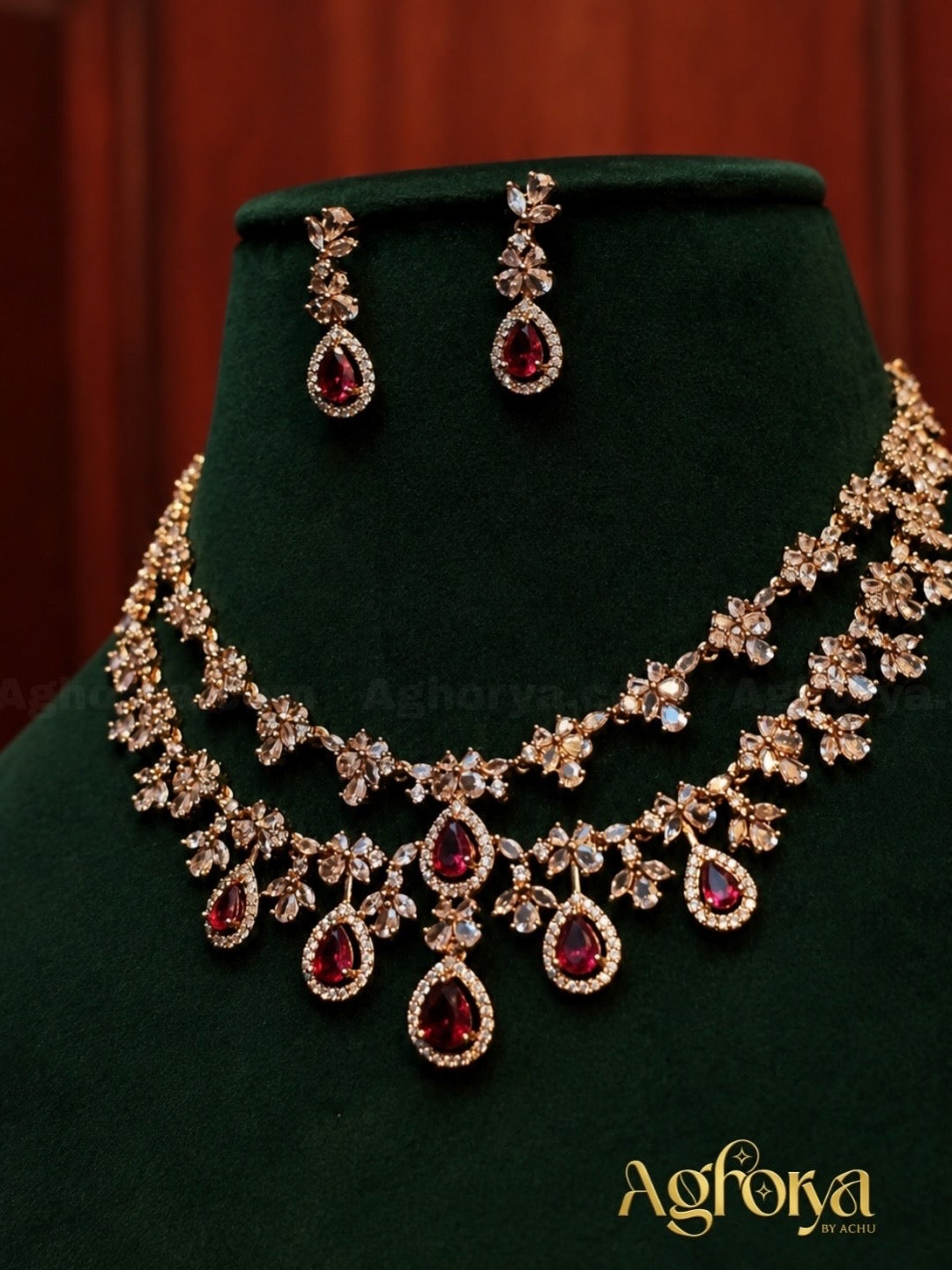 Double Layer AD Necklace Set