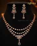 Elegant Floral American Diamond Layered Necklace Set