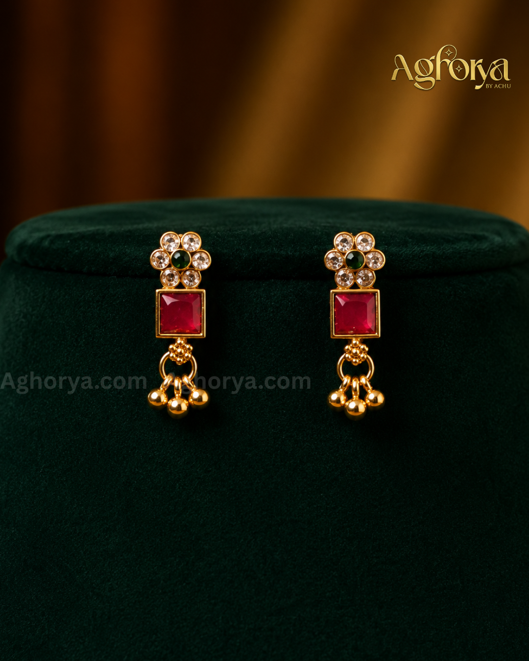 Traditional Ruby & Green Stone Necklace Set