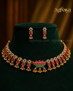Traditional Ruby & Green Stone Necklace Set