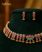 Traditional Ruby & Green Stone Necklace Set