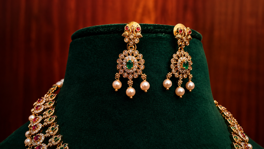 Royal Ruby American Diamond Necklace Set