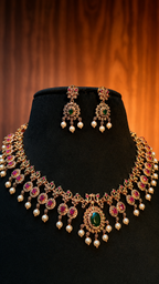 Royal Ruby American Diamond Necklace Set