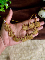 Moon Gungroo Necklace Set - Ruby