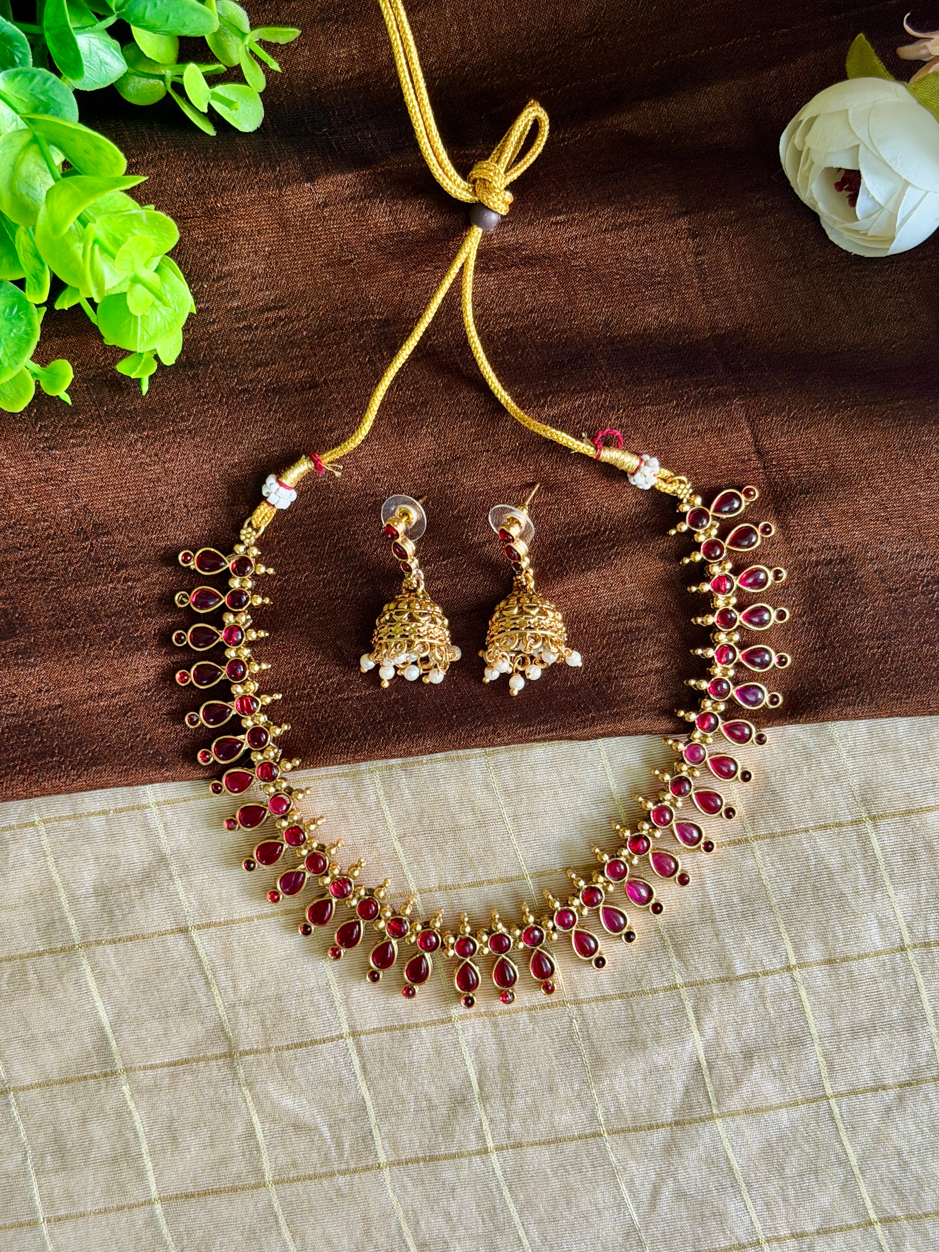 Ruby Kemp Stone Necklace Set