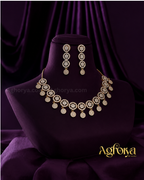 Premium Aura Circle AD Necklace Set