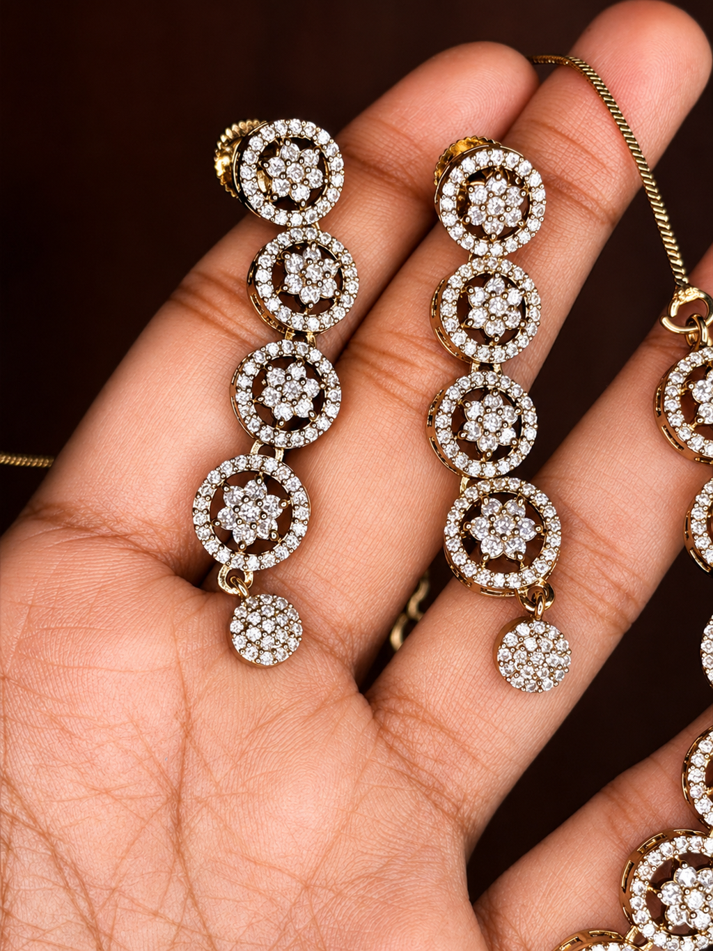 Premium Aura Circle AD Necklace Set