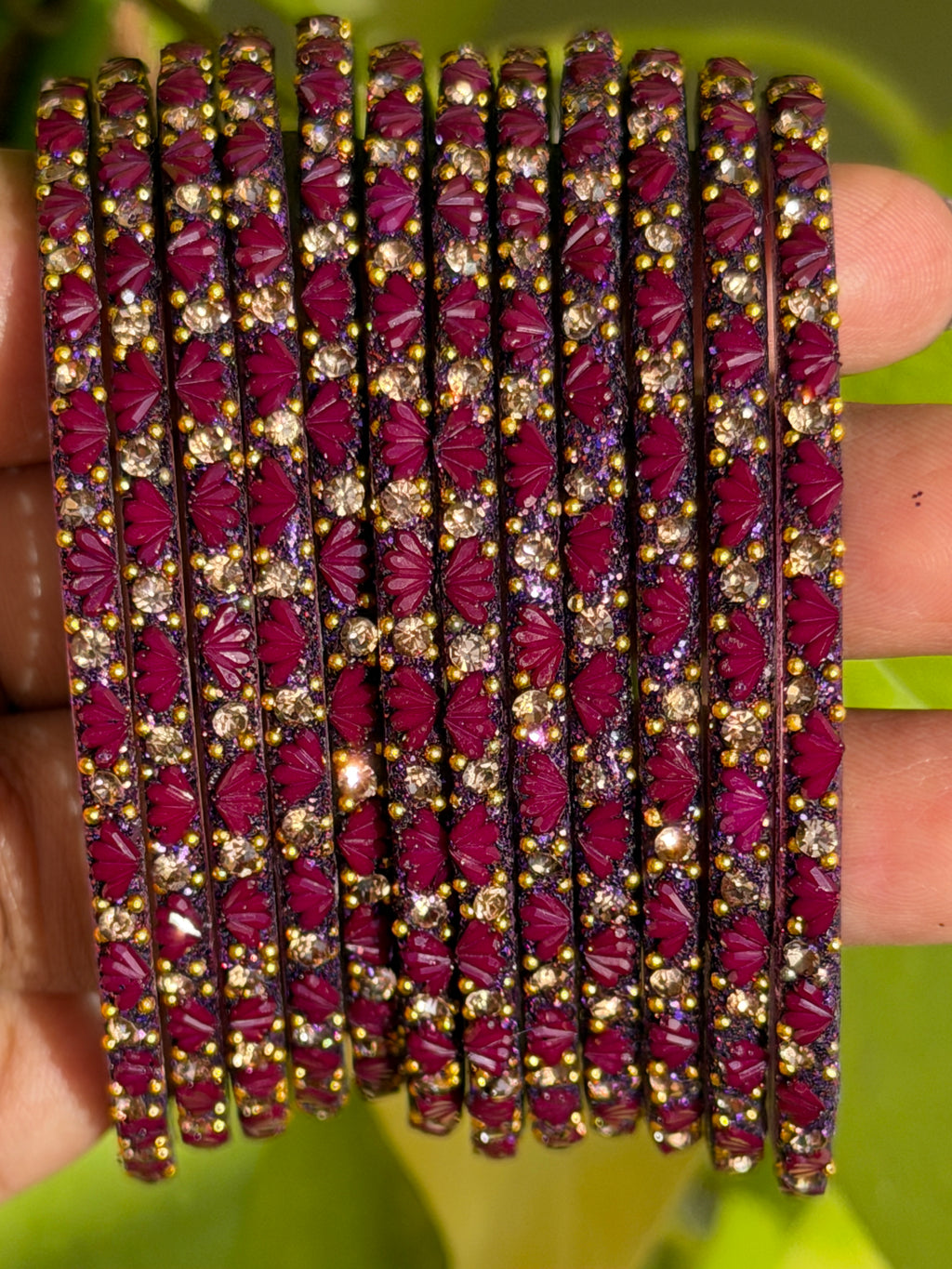 Purple Lotus Glass Bangles - Set of 12 Bangles