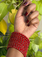 Red Lotus Glass Bangles - Set of 12 Bangles