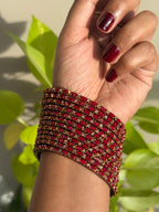 Deep Red /Maroon Lotus Glass Bangles - Set of 12 Bangles