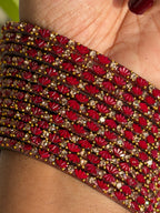 Deep Red /Maroon Lotus Glass Bangles - Set of 12 Bangles