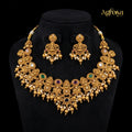 Antique Temple Lakshmi Necklace Set with Kemp Stones