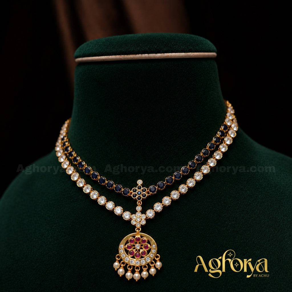 Traditional Double Layer Attigai Necklace Set
