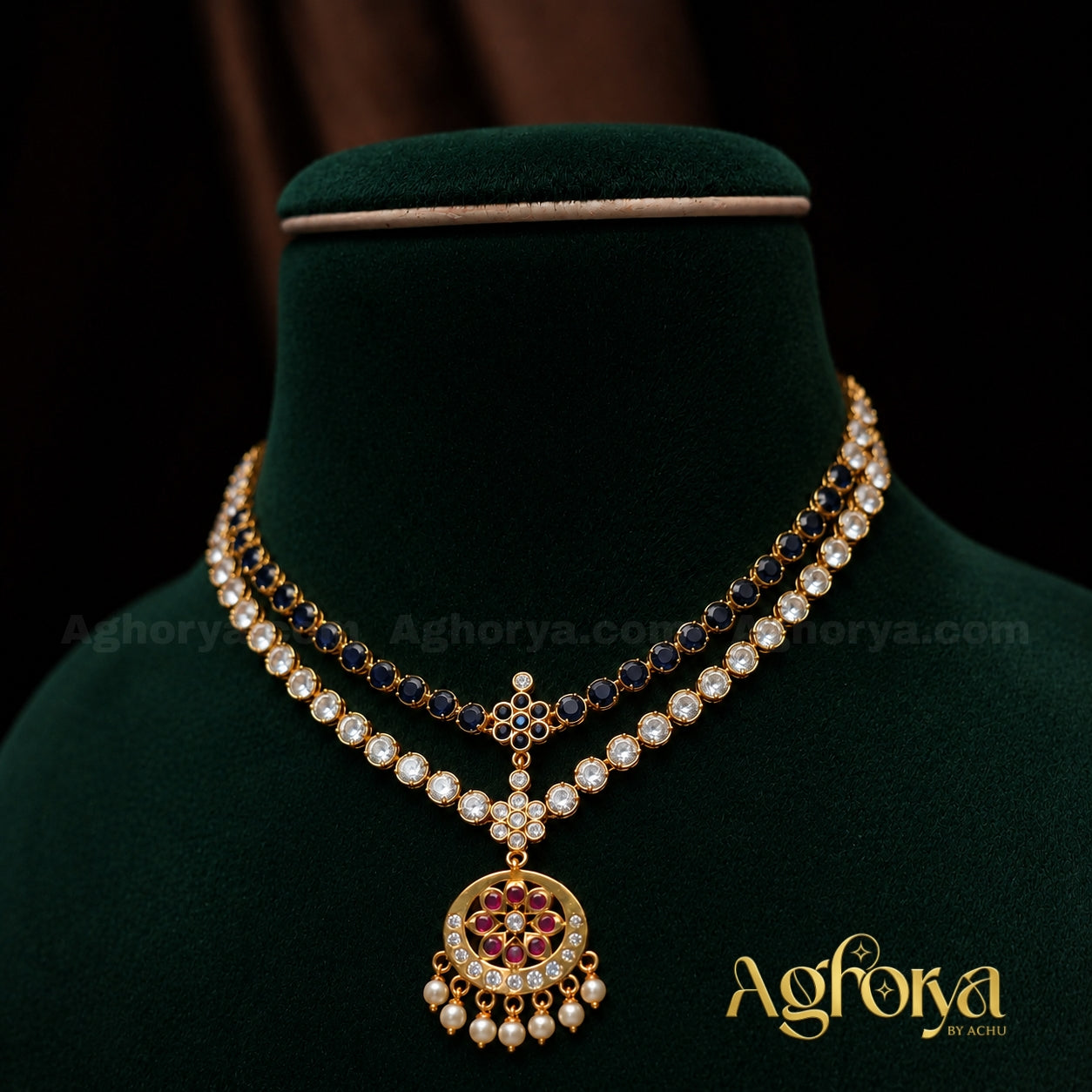 Traditional Double Layer Attigai Necklace Set