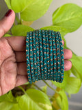 Aqua Blue Heart Glass Bangles - Set of 12 Bangles