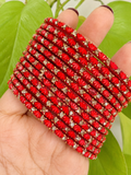 Red Lotus Glass Bangles - Set of 12 Bangles