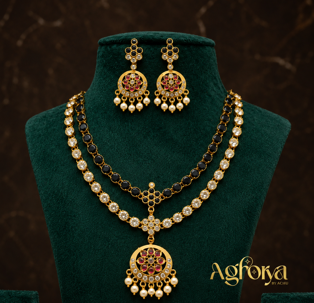 Traditional Double Layer Attigai Necklace Set