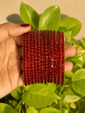 Red Cubecut Glass Bangles - Set of 12 Bangles