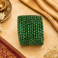 Green Heart Glass Bangles - Set of 12 Bangles
