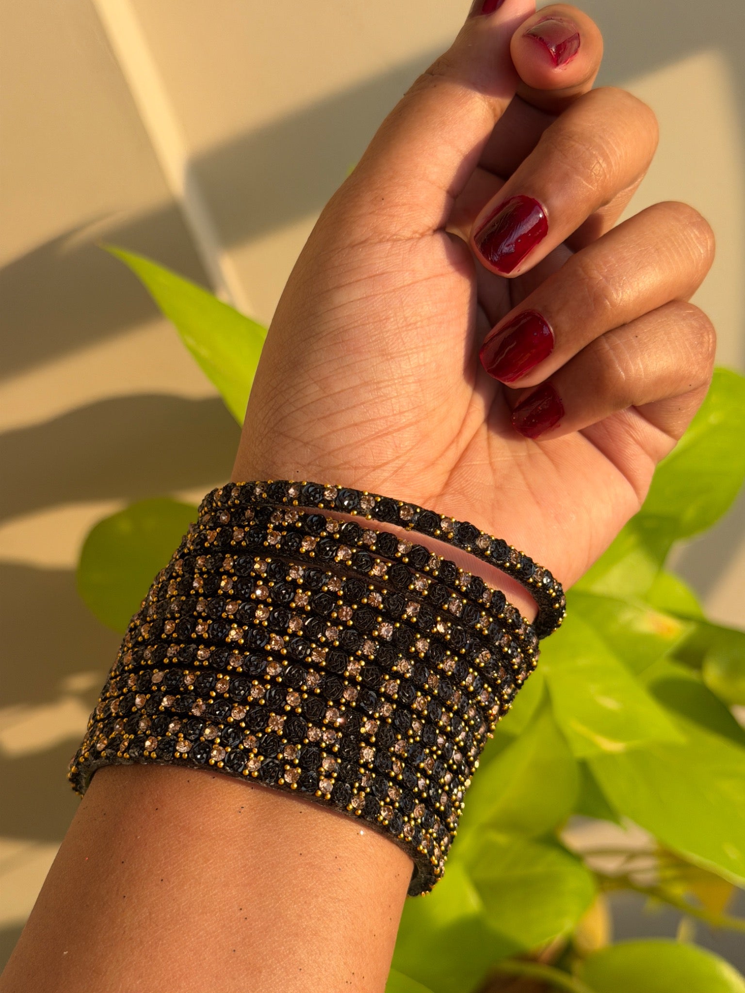 Black Rose Glass Bangles - Set of 12 Bangles